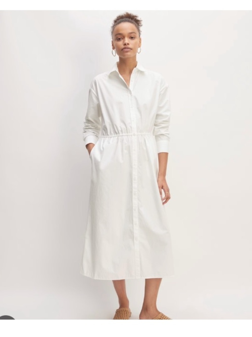 NWT Everlane Long Sleeve button Front tie back Midi Shirtdress shirt dress sz XL